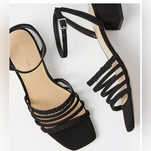 Ann Taylor Braided Suede Strappy Block Heel Sandals
